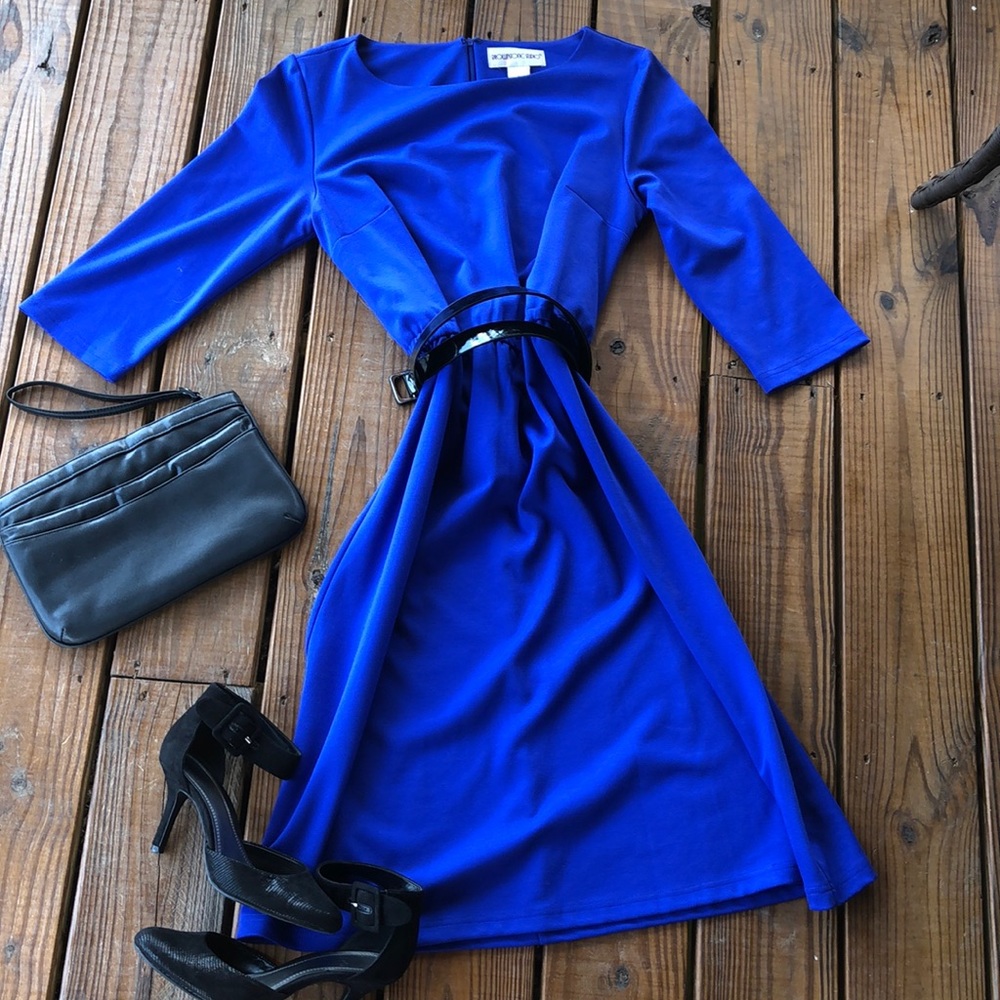Beautiful Royal Blue Stretchy Knit Dress-10